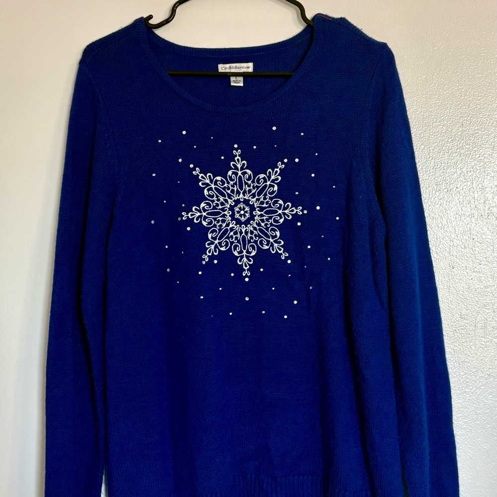 Croft & Barrow Blue Sweater with Snowflake Design